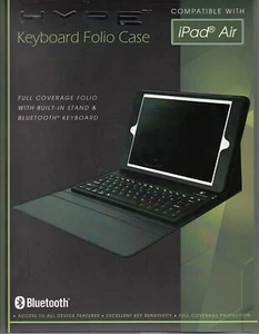 ipad air keyboard case folio HYPE Bluetooth Stand Fits = iPad Air HY-1225 Black - Picture 1 of 6