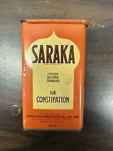 Vintage SARAKA For Constipation 3 1/2 Oz Tin Union Pharmaceutical Co Inc - Picture 1 of 6