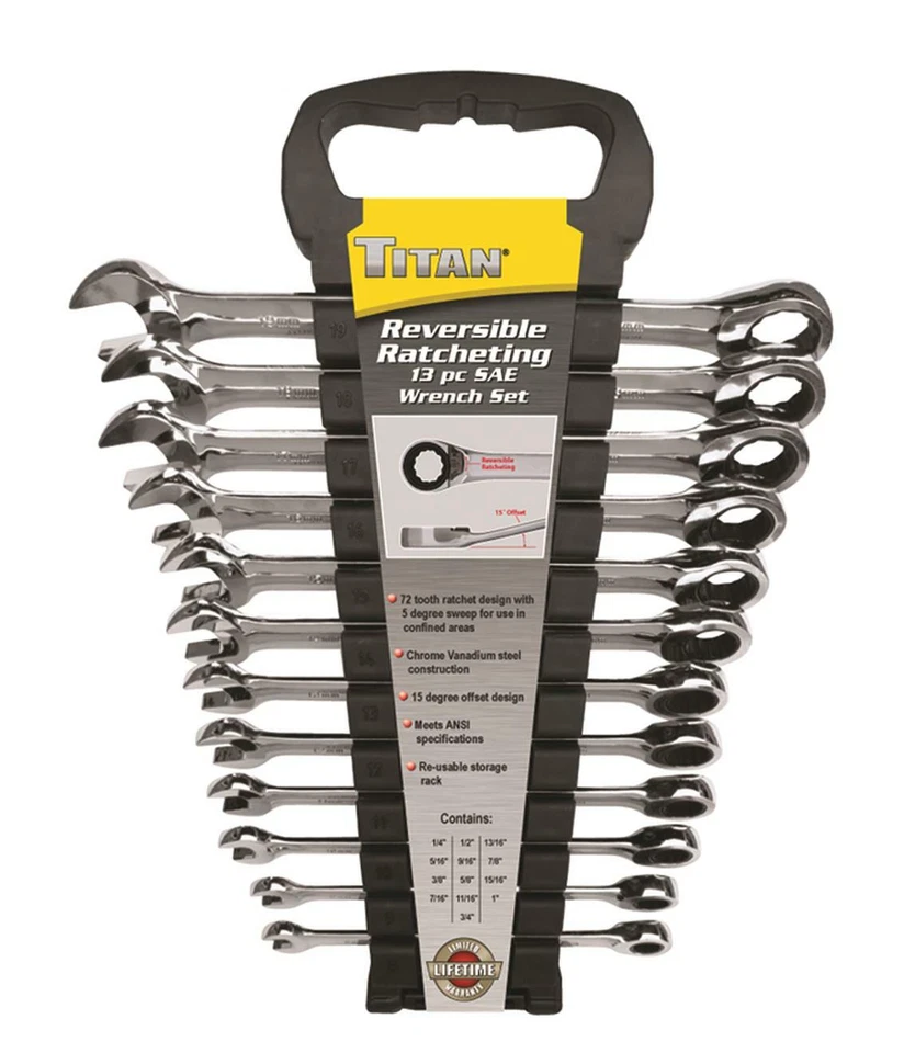 Juego de llaves de trinquete reversibles Titan Tools 17364 13 piezas SAE Foto 1 de 1