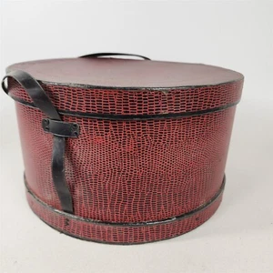 Sombrero de colección rojo negro imitación piel de lagarto estampado caja solo sombrerería - 14" x 8" - Imagen 1 de 9