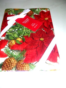 WILLIAMS SONOMA CHRISTMAS FLORAL KITCHEN TOWELS SET OF 2 ORG. COTTON ITALY NWTG - Picture 1 of 23