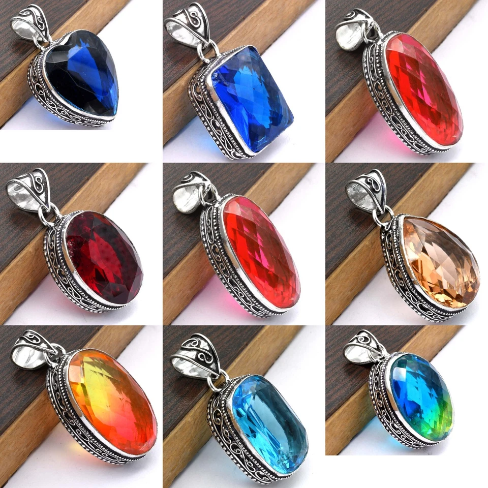 5 Stück Mix Größe Menge Verschiedene Steine Anhänger Menge, Versilbert Mit - Bild 1 von 1