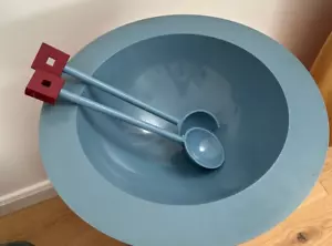 Alessi Michael Graves Euclid Schüssel Obstschale + Besteck,Memphis-Stil 1980er - Bild 1 von 8