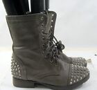 Breckelles NEW Brown Spikes 1"Block Heel Combat Sexy Ankle Boots women Size 6.5