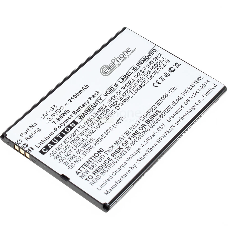 3,8V Akku Li-Ion für Emporia Smart.3 - Smart 3 - ersetzt AK-S3 - 2100mAh