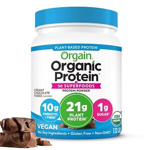 Orgain Organic Protein + Superfoods Powder, Creamy Chocolate Fudge - 21g of Prot