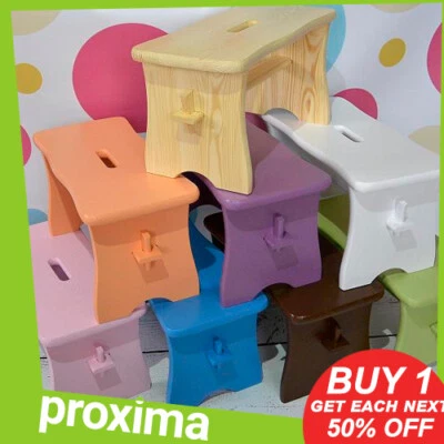 Small Wooden Wood Stool Bench Furniture for Adult Kids - Vintage Art Deco Style - Image 1 of 2