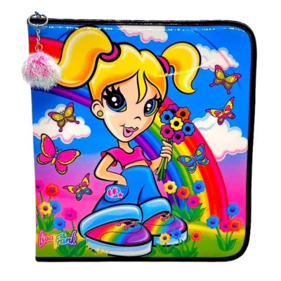 Carpeta suave vintage Lisa Frank Milleny M. Rainbow Girl cremallera alrededor Y2K años 90 Foto 1 de 4