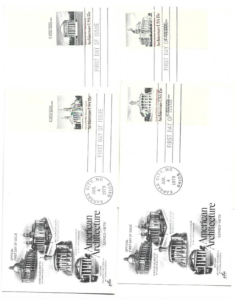 1779-82 Architecture 1979, set of 4 copy right ArtCraft, FDCs - Image 1 of 1