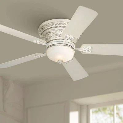 52" Ancestry Shabby Chic Hugger Indoor Ceiling Fan with LED Light Remote White - Image 1 of 4