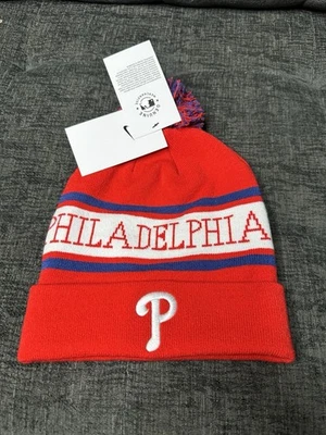 Nike Philadelphia Phillies Team Stripe Peak MLB Puño Pom Gorro Nuevo Foto 1 de 4