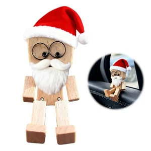 Estatuilla de hombre de madera temblando de Navidad figura que se balancea con sombrero de Bea Santa🔥US - Imagen 1 de 12