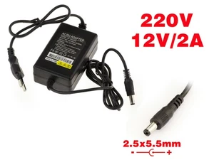 Externes Netzteil - 220V auf 12V/2A - für LED Streifen - Stecker 2,5x5,5 - Bild 1 von 1
