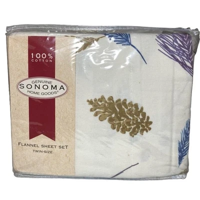 Juego de sábanas de franela Sonoma tamaño doble algodón invierno bosque cabaña otoño albergue nuevo con etiquetas Foto 1 de 3