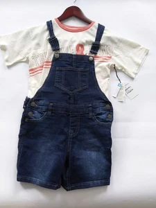 VIGOSS Niñas Denim Mono Pantalones Cortos Talla L Jeans Lavado Oscuro y Algodón Camiseta - Imagen 1 de 18