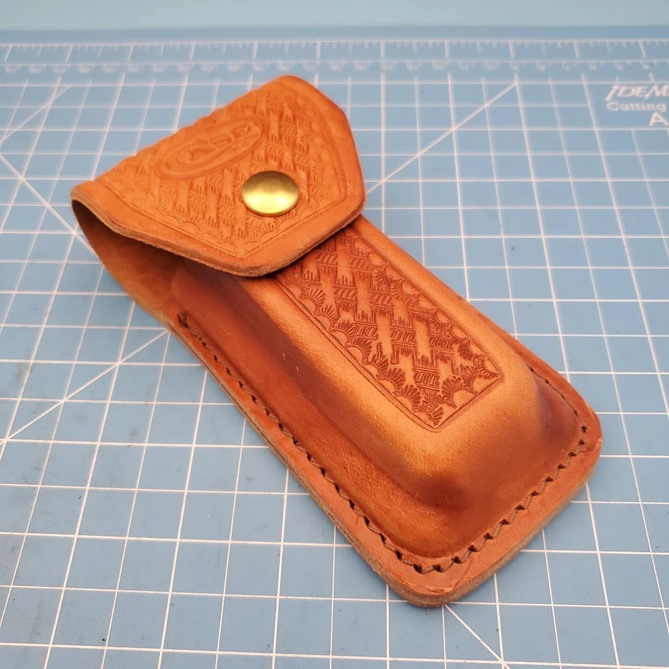 VTG Case XX Changer Knife Sheath Brown Leather Lockback Basket Weave 6"x5.25" - Image 1 of 4