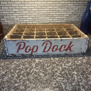 Vintage 70er Pop Dock Holz Soda Pop 24 Flaschen Kiste mit Trennwänden Wichita Kansas - Bild 1 von 14