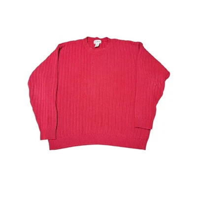 Vintage LL Bean Red Cotton Ribbed Crewneck Sweater Men's Size L - Image 1 of 4