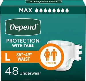 Depend Adult Diapers with Tabs, Incontinence Protection with Tabs, Unisex, Large - Picture 1 of 8