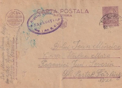 Romania Timisoara 1943 to Poganici Severin WWII field postal stationery SA68 - Image 1 of 2