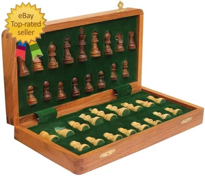 Magnetisches Reise Schachbrett Set Klassisch Holz Staunton Zoll Taschenschachspiel - Bild 1 von 10
