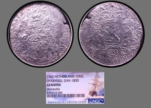 1742 Netherland 1 Ducaton Rider Hollandia Shipwreck Coin NGC Graded UNC Details - Picture 1 of 7