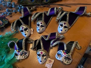 RAR 6er Set Venedig Italien handbemalte Porzellan Maske Gesicht Weihnachtsschmuck  - Bild 1 von 6