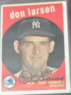 1959 年 Topps DON LARSEN #205 🔥 洋基队 🔥 Tough 亲笔签名 ⚾️ RaRe 签名 2020 年去世 — 第 1/2 张图片