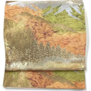 4747# Japonés Vintage Fukuro Obi Cinturón Kimono Tela Seda Oro Tradicional - Imagen 1 de 7