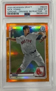 2020 BOWMAN DRAFT CHROME-orange REFRACTOR 13/25 #BD29 NICK YORKE PSA 10 Gem Mint - Picture 1 of 3