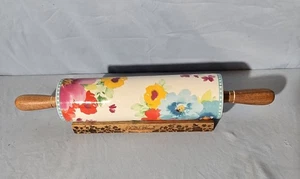 The Pioneer Woman Floral Ceramic Rolling Pin with Acacia Wood Base - Picture 1 of 7
