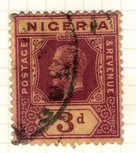 Nigeria 1914 1929 King George V 3d Three Pence purple on pale yellow SG5e Used - Bild 1 von 1