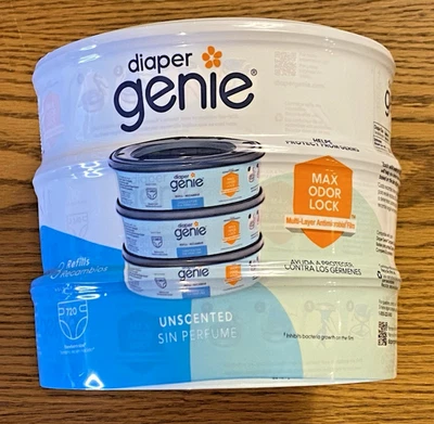 Pañal Genie Recargas Redondas Sin Perfume Paquete de 3 Soporta hasta 720 Pañales Recién Nacidos NUEVO Foto 1 de 4