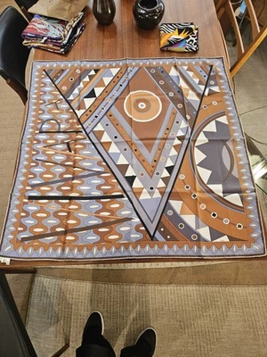 ***Vtg ICONIC GEOMETRIC Print EMILIO PUCCI HAND ROLLED  SILK SQUARE SCARF 35"  - Image 1 of 4