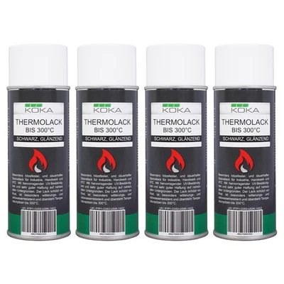 4x KOKA Thermo-Lack Schwarz glänzend 300°C hitzefest Ofen Auspuff Kamin Motor - Bild 1 von 3