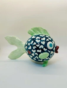Escultura de peces de cerámica pez soplado marino tropical playa casa arte - Imagen 1 de 4