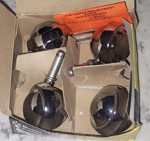 Vintage Set NOS 4 pack Master Starflite Heavy Bright Chrome Ball Casters Wheels - Picture 1 of 7
