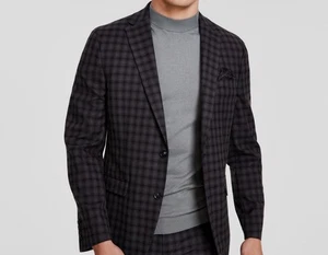 Bar III Mens Brown Skinny-Fit Check Suit Separate Jacket Size 38S - Picture 1 of 4