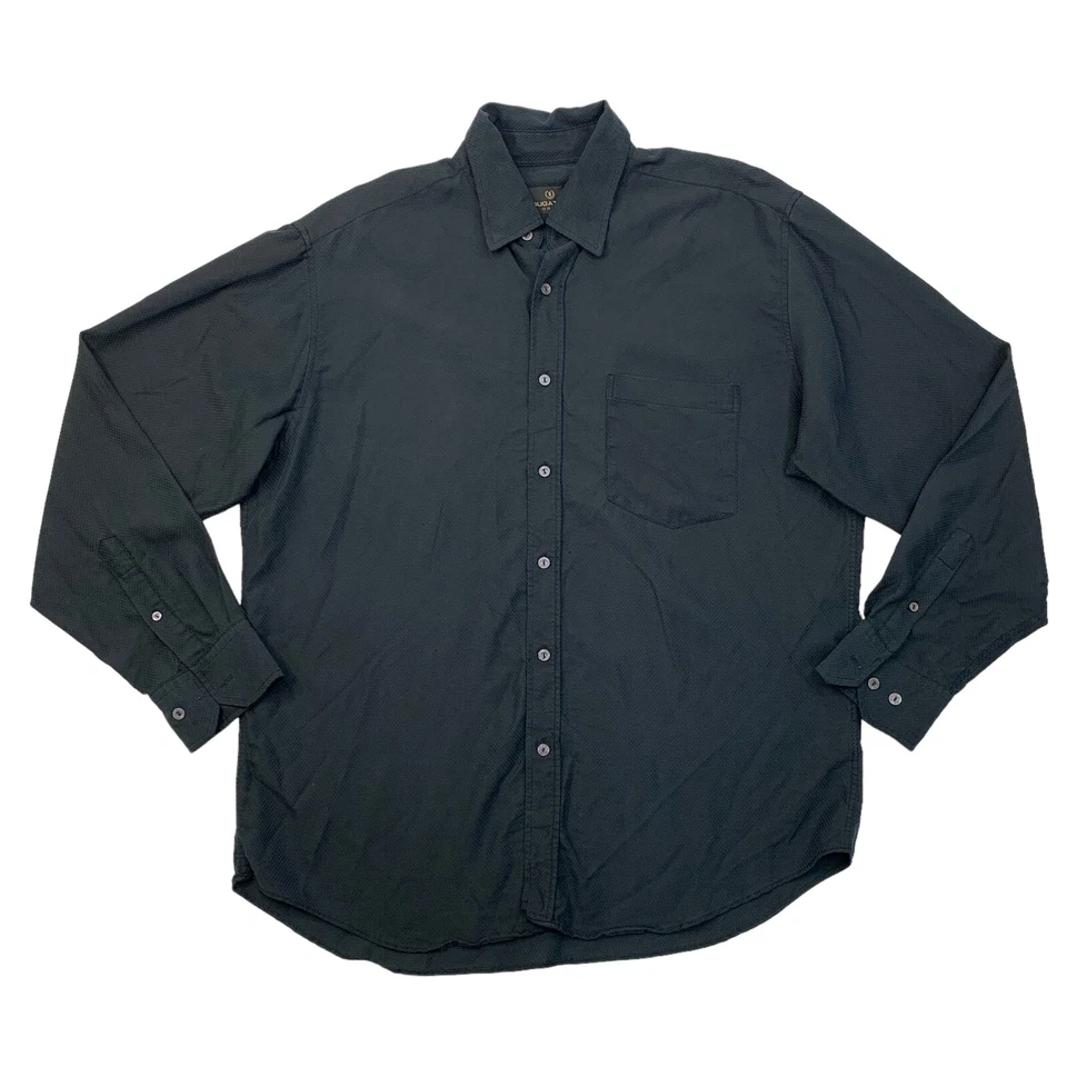 Bugatchi Uomo Shirt Mens L Large Black Button Up Long Sleeve Chest Pocket Dress - Image 1 of 4