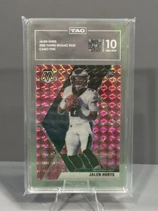 2020 Panini Mosaic Jalen Hurts RC Camo Pink TAG 10 Philadelphia EAGLES - Picture 1 of 2