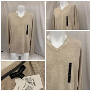 Tricots St Raphael Sweater XL Tan V-neck Cardigan 100% Acrylic New YGI Y1-90 - Picture 1 of 10