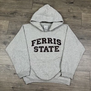 Felpa Vintage Ferris State Bulldogs Adulto Piccola Grigio Felpa con Cappuccio Pullover - Foto 1 di 7