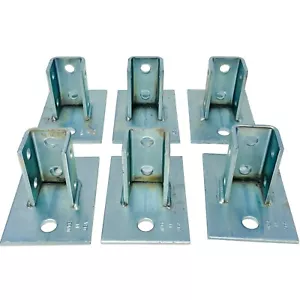 6 pcs Peco Post Base Signal Channel 4x6 Base 1/4 Thick 2 Hole Galvanized - Picture 1 of 9