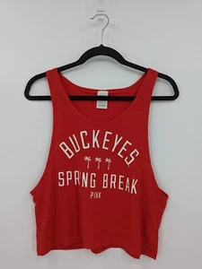 Victoria's Secret PINK Muscle Shirt Women’s XS Red Ohio State BUCKEYES Crop - Picture 1 of 4