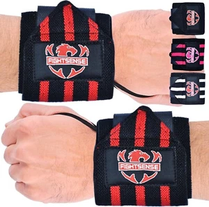 FIGHTSENSE Wrist Wraps for Weightlifting, 18” Premium Quality Wrist Straps - Picture 1 of 36