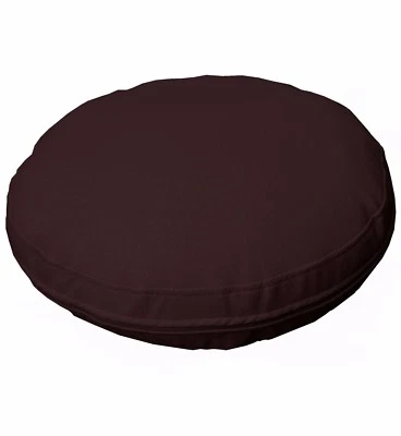 pb323r Chocolate Brown Round Faux Leather Soft Thick Cushion Cover Custom Size - Image 1 of 4