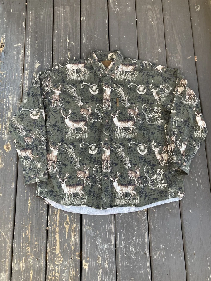 Legendary Whitetails Original Deer Gear Buck  Button Shirt Large Camo Hunting - Image 1 of 4