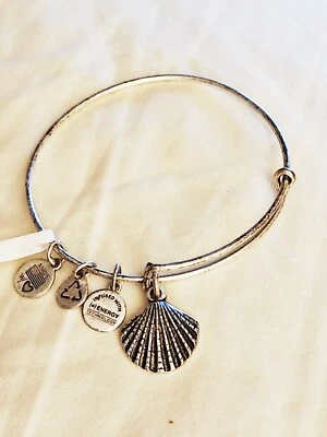 Новый с Ярлыками Alex and Ani «SEA SHELL» Swarovski подвеска серебро Adj. Браслет с ярлыком - Изображение 1 из 4