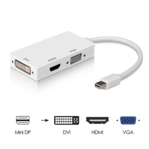 3in1 Mini Display Port to HDMI DVI VGA Adapter Microsoft Surface Pro 1 2 3 4 5 6 - Picture 1 of 4