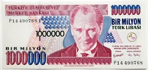 Türkei/Turkey Pick213 7.Emission 1.000.000 Lira P14 Watermark Typ 3 RARE / UNC - Bild 1 von 4